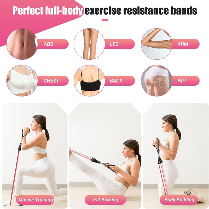 COFOF Resistance Bands with Handles for Women, 5 Level Exercise Bands Workout Bands for Physical Therapy, Yoga, Pilates, Door Anchor, Storage Pouch - Image 5